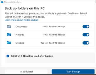 Folders to backup screenshot