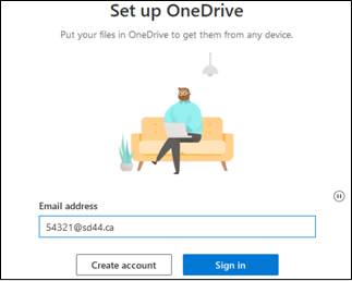 Set up OneDrive screenshot
